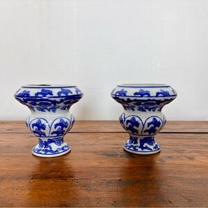 Blue and White Ceramic Candle Holders
